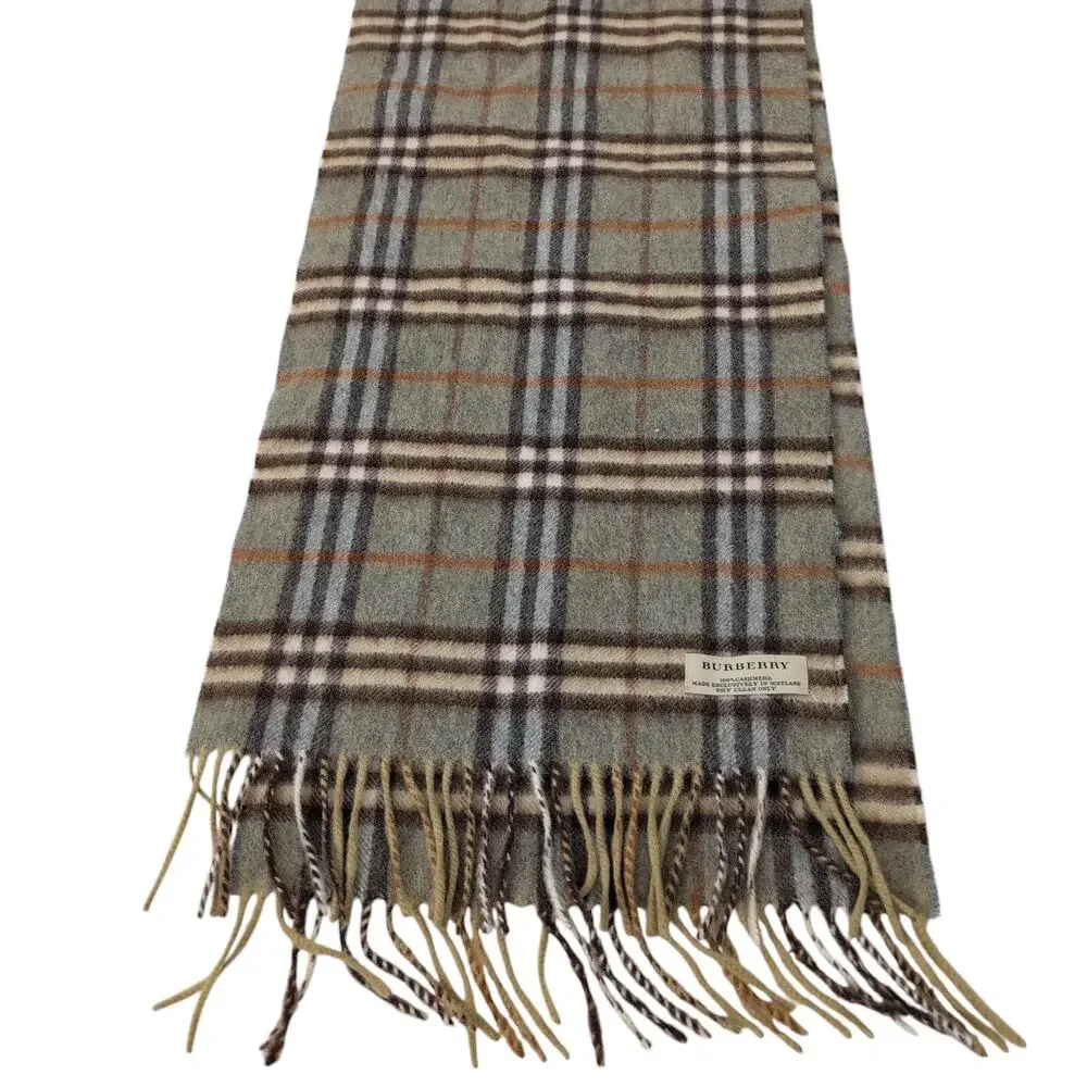 Burberry 100% Cashmere Scotland Brown Beige Tan Nova Check Plaid Neutrals